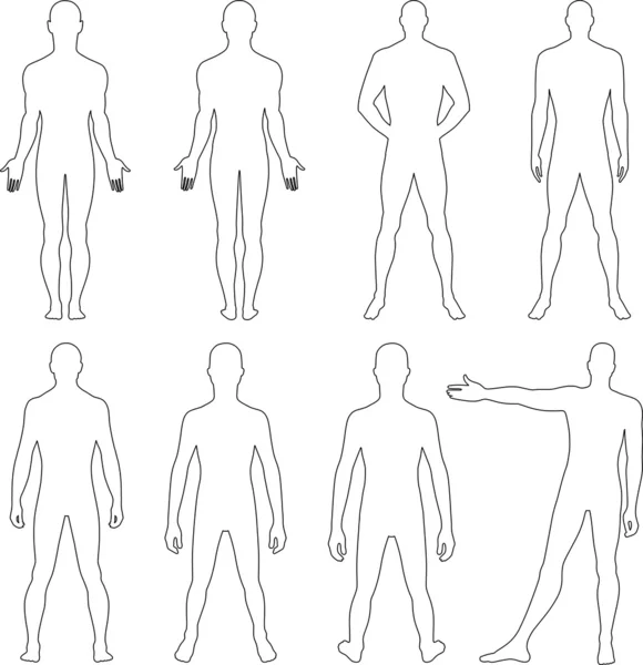 Повна довжина спереду, задній силует чоловіка — стоковий вектор