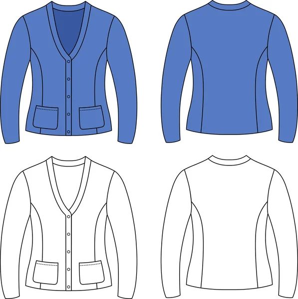 Plantilla esbozo ilustración de una chaqueta de mujer en blanco — Vector de stock