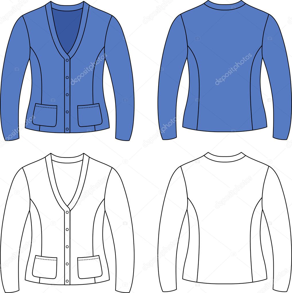 Template outline illustration of a blank woman jacket