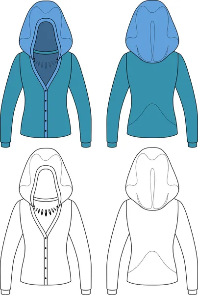 Desenho do modelo ilustração de um casaco com capuz em branco — Vetor de Stock