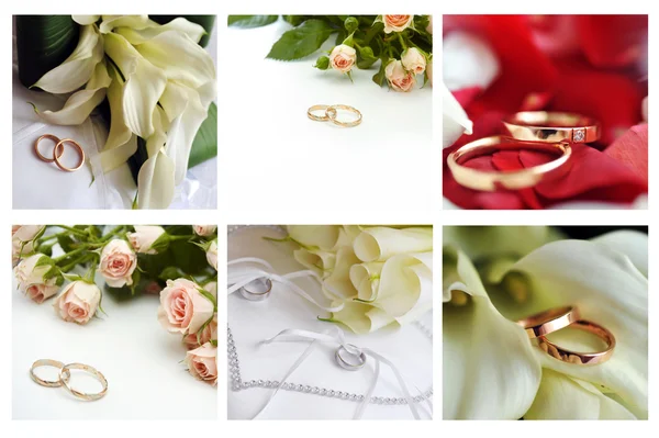 Wedding rings and flowers Stock Image