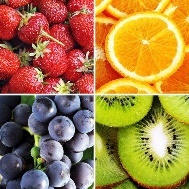 Four different fruits background clipart