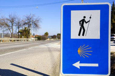 Pilgrim sign at the Camino de Compostella clipart