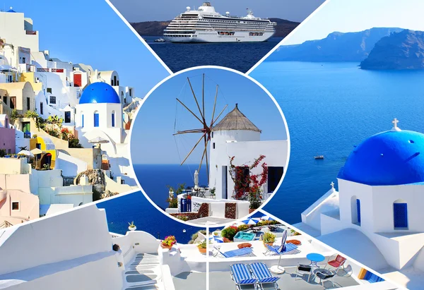 Uppsättning sommar bilder i santorini island, Grekland — Stockfoto