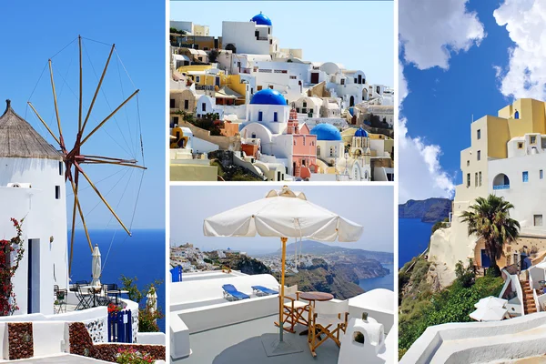 Conjunto de fotos de verão na ilha de Santorini, Grécia — Fotografia de Stock