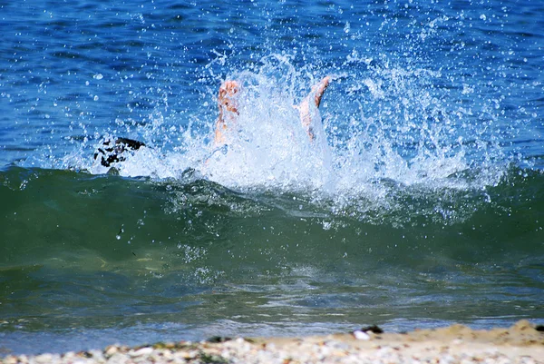 stock image Legs drowning man sticking out of the water