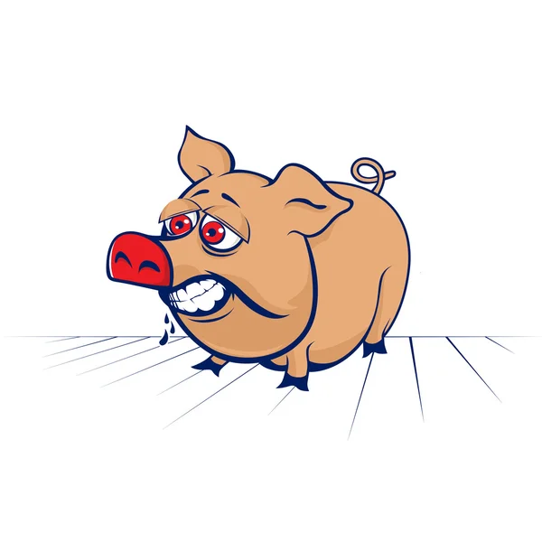 面白い豚の漫画のキャラクター — ストックベクタ