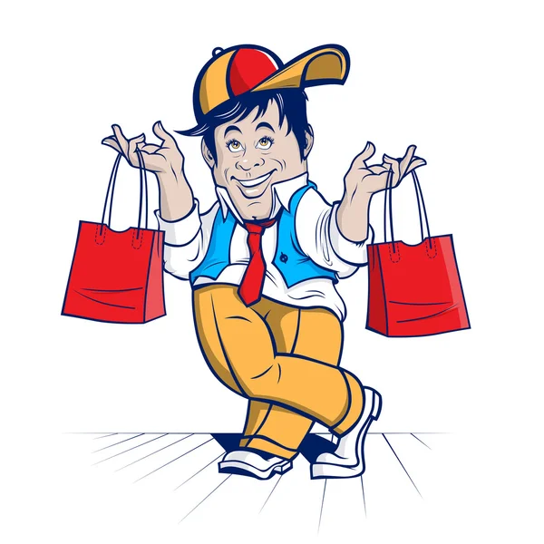 Shopping cheerful character — Stock Vector