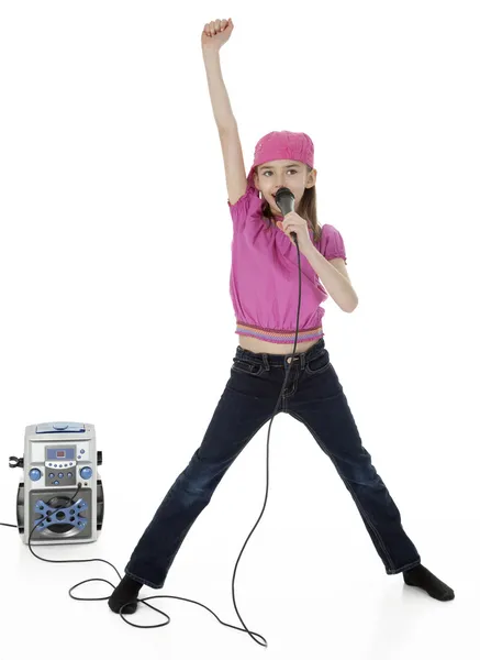 Küçük karaoke şarkıcısı — Stok fotoğraf