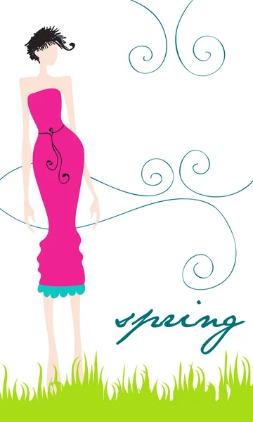 Menina elegante moda primavera —  Vetores de Stock