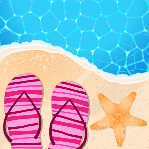 Flip-flops και αστερίες στην παραλία — Διανυσματικό Αρχείο