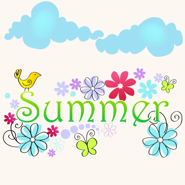 Cute summer text illustration with bird — Stock Vector