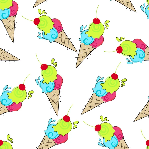 Cute seamless ice cream background — Stock Vector