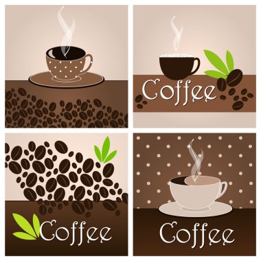 Set of elegant coffee themed backgrounds clipart