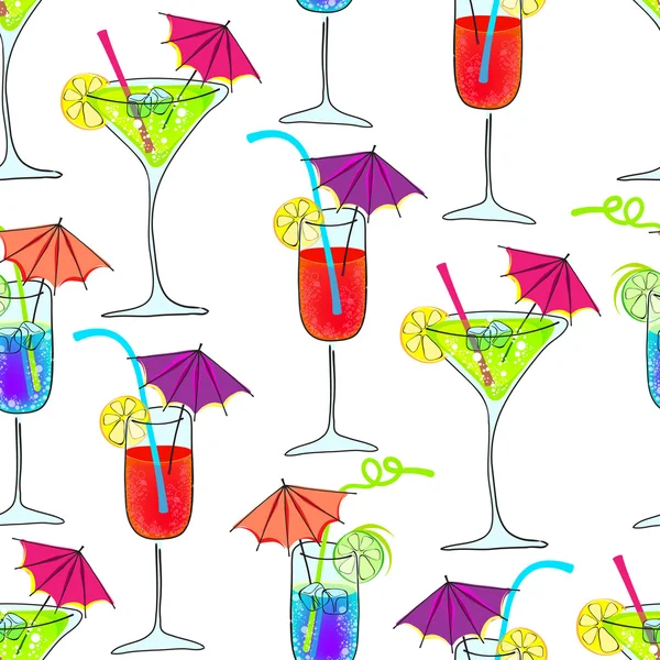 Cute seamless cocktails background — Stock Vector