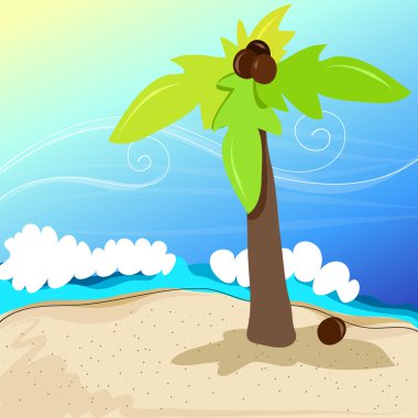 Cute tropical beach vector