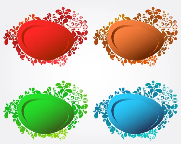 Ensemble de quatre élégantes bulles florales modernes — Image vectorielle