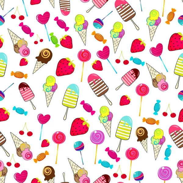 Mignon fond de bonbons rétro sans couture — Image vectorielle