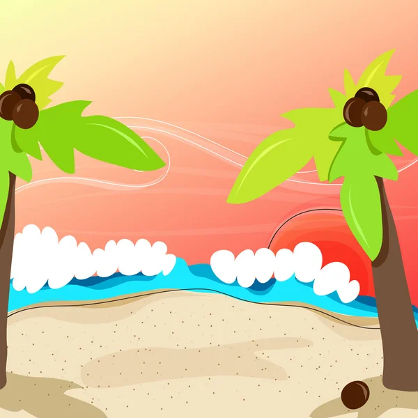 Linda playa tropical — Archivo Imágenes Vectoriales