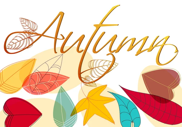 Ilustración colorida de hojas de otoño — Archivo Imágenes Vectoriales