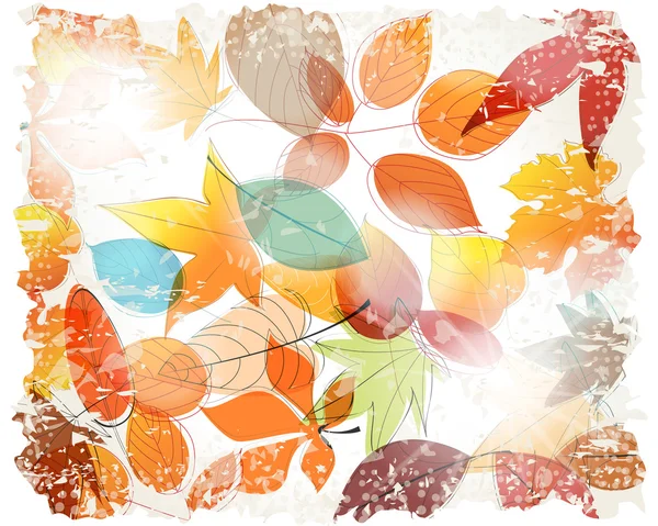 Vintage colorato autunno foglie illustrazione — Vettoriale Stock