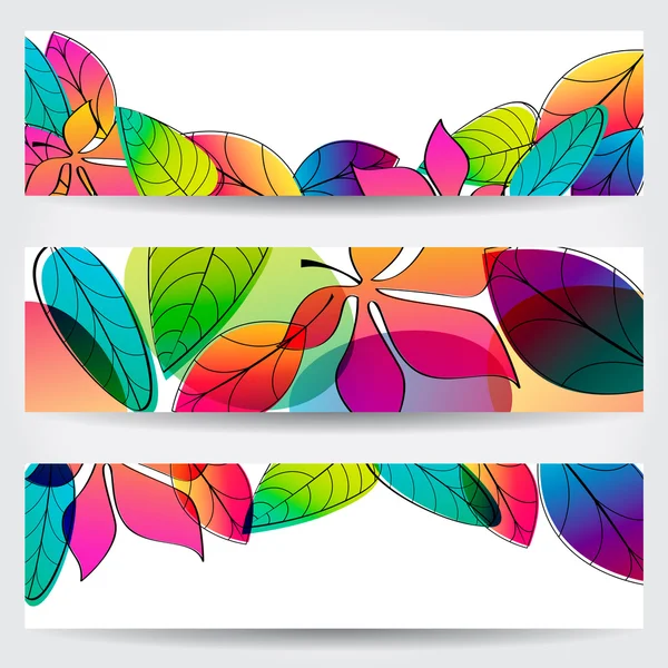 Bannières de feuilles d'automne colorées — Image vectorielle
