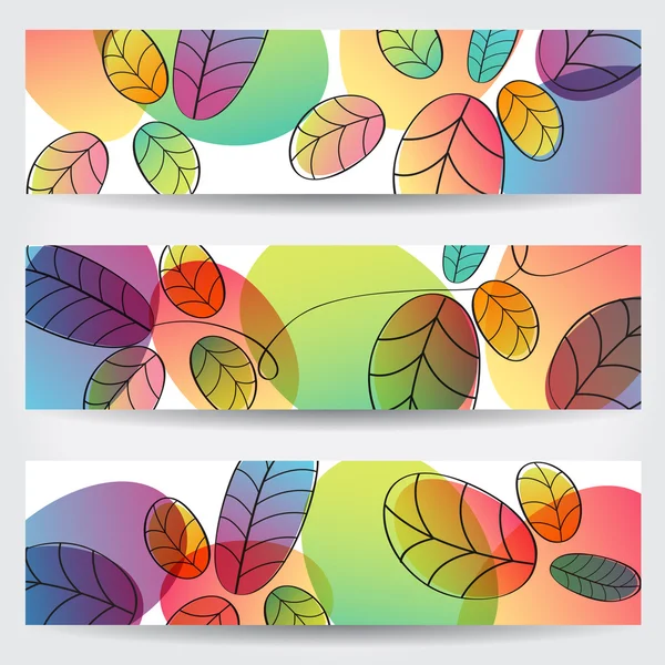Kleurrijke herfstbladeren banners — Stockvector