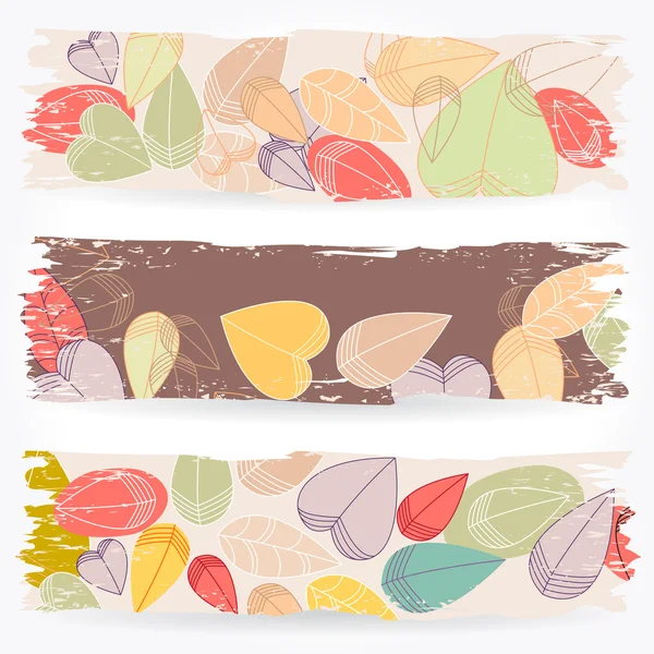 Bandiere di foglie autunnali colorate — Vettoriale Stock