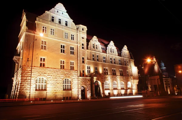 Rua em Poznan à noite — Fotografia de Stock