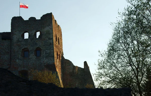 Mittelalterliche Burgruine mit Turm in czorsztyn — Stockfoto