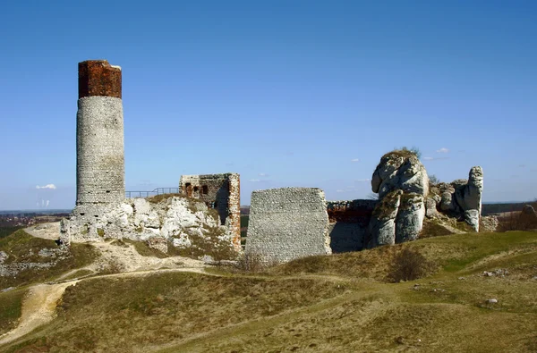 stock image Ruined medieval castle with tower in Olsztyn