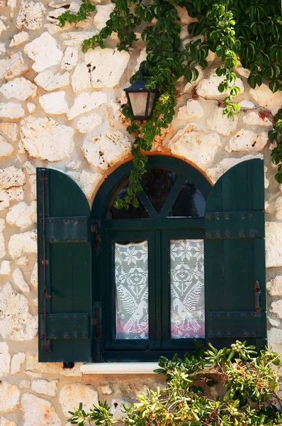 Window in windmill on Zakynthos island — Stock Photo, Image