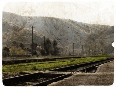 Vintage picture of old railway clipart