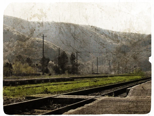 stock image Vintage picture of old railway