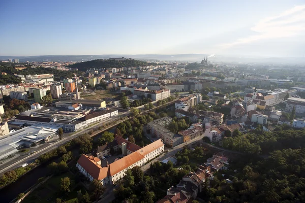 Vista aerea della città altamente dettagliata, Castello di Spilberk, Cattedrale Foto Stock Royalty Free