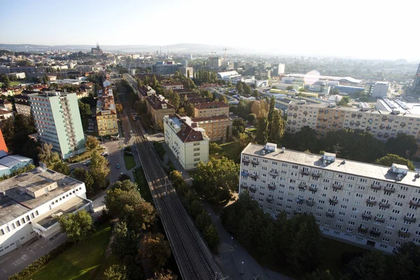 Hochdetaillierte Luftaufnahme der Stadt mit Kreuzungen, Straßen — Stockfoto