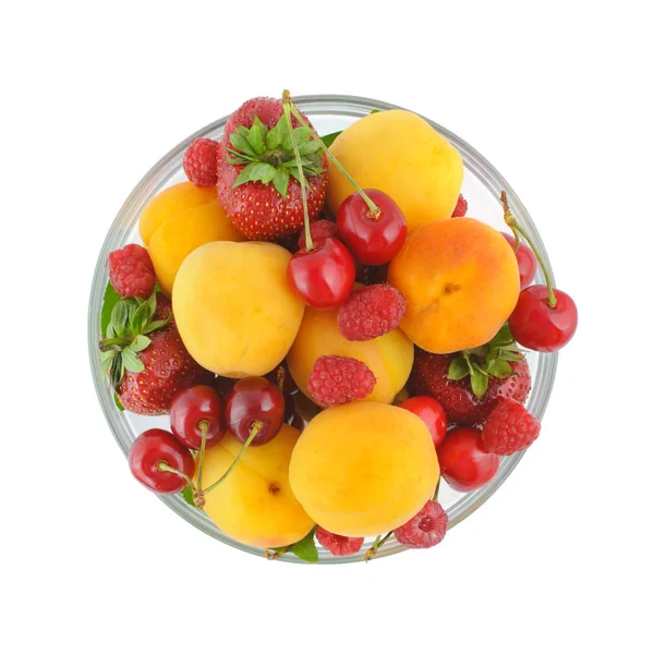 Top view on a bowl with berries — Stock Photo, Image