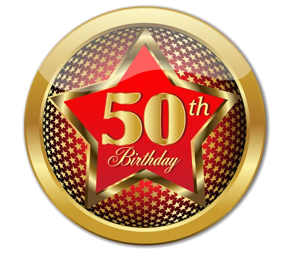 Botón de cumpleaños dorado 50 Th. Vector — Vector de stock
