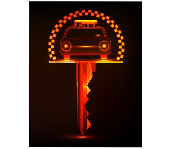 Taxi.vector chave néon — Vetor de Stock