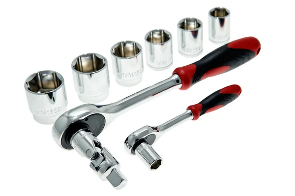 Caixa de ferramentas de chave de soquete. isolado — Fotografia de Stock
