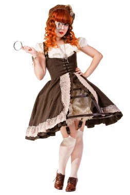 Fashion shot of woman dressed in doll style clipart