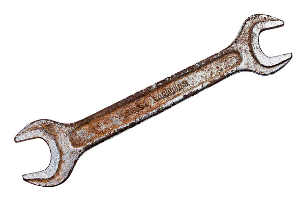 Старый ржавый ключ, изолированный — стоковое фото