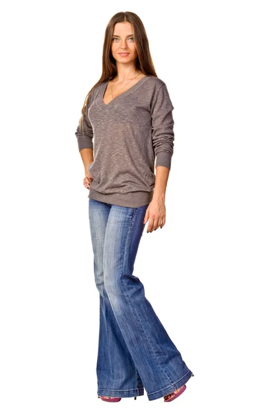 Full length portrait of a happy young woman — Stock Photo, Image
