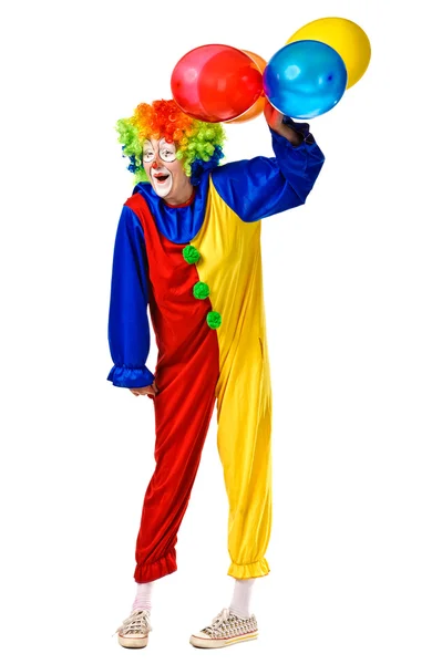 Happy birthday clown with balloons — Zdjęcie stockowe
