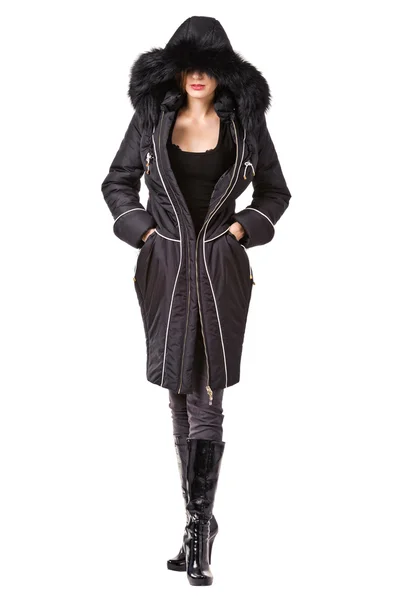 Fashion woman in winter fur coat — Stock Photo, Image