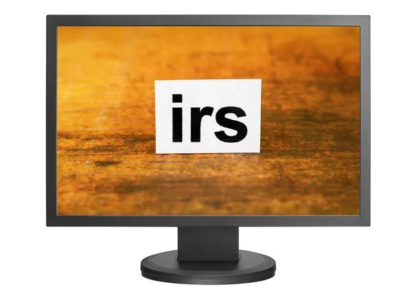 Etiqueta Irs na tela do monitor — Fotografia de Stock