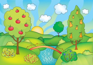 Summer landscape clipart