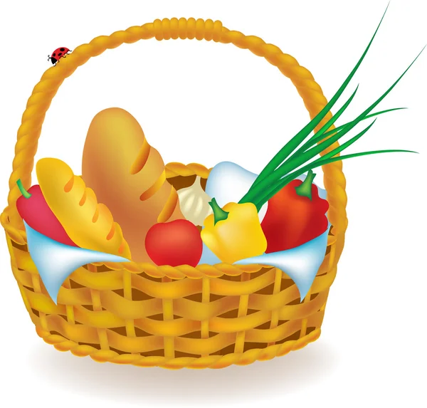 Wicker picnic basket — Stock Vector