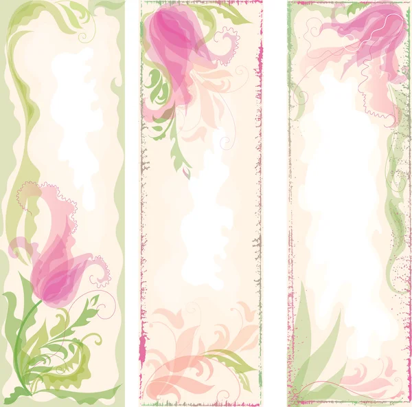 Set achtergronden met decoratieve tulpen — Stockvector