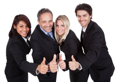 Happy business team celebrating a success clipart